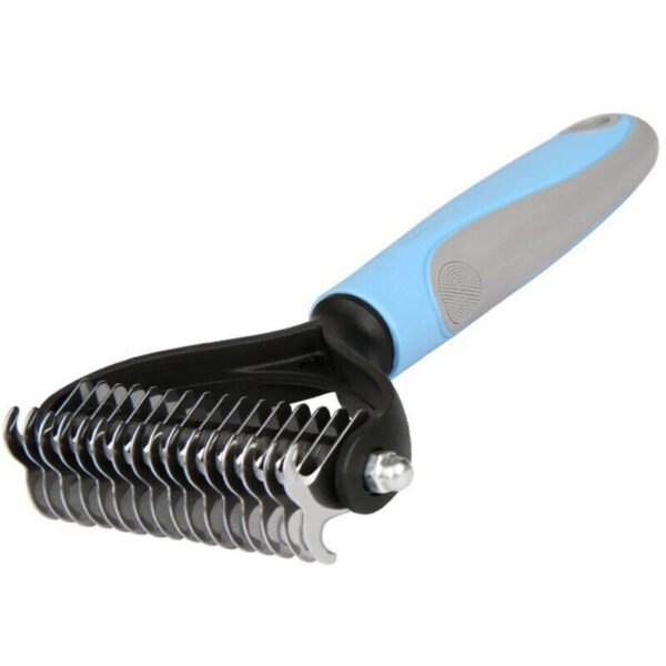 Grooming Brush For Pet Dog Cat Deshedding Tool Rake Comb Fur Remover Reduce 2-Side Dematting Tool For Dogs Cats Pets Grooming Brush Double Sided Shedding And Dematting Undercoat Rake Hair Removal Comb - Imagen 7