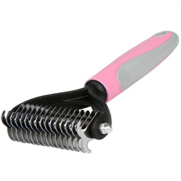 Grooming Brush For Pet Dog Cat Deshedding Tool Rake Comb Fur Remover Reduce 2-Side Dematting Tool For Dogs Cats Pets Grooming Brush Double Sided Shedding And Dematting Undercoat Rake Hair Removal Comb - Imagen 8