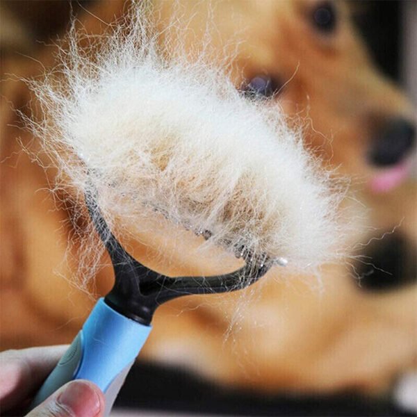 Grooming Brush For Pet Dog Cat Deshedding Tool Rake Comb Fur Remover Reduce 2-Side Dematting Tool For Dogs Cats Pets Grooming Brush Double Sided Shedding And Dematting Undercoat Rake Hair Removal Comb - Imagen 9