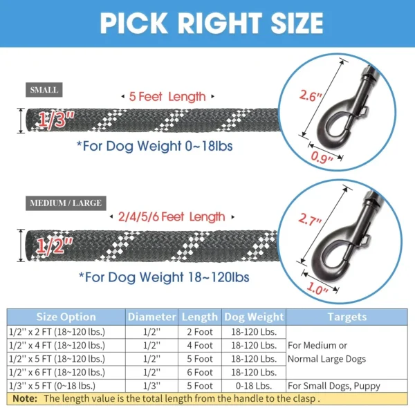 Pet Supplies Drop Shipping 4ft/5ft/6ft/7ft Dog Rope Leash Scarf Christmas Solid 5ft Nylon Dog Leash with Poop Bag Holder CN;ZHE - Imagen 2